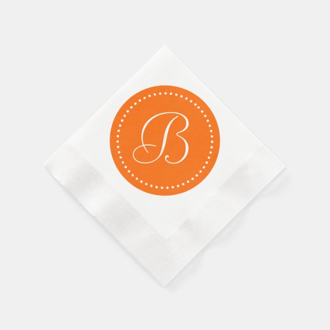 Orange/White Dot Monogramm Serviette (Ecke)