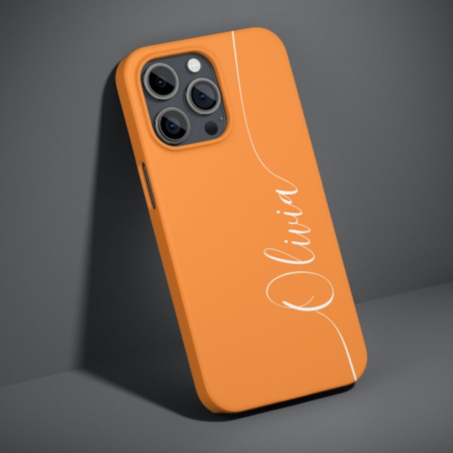 Orange White Elegant Calligraphy Script Name Case-Mate iPhone Hülle (Von Creator hochgeladen)