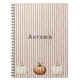 Orange White Fall Pumpkins Brown Stripes Notizblock