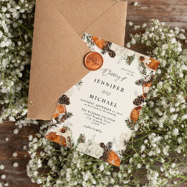 Orange & White Floral Rustic Wedding Einladung