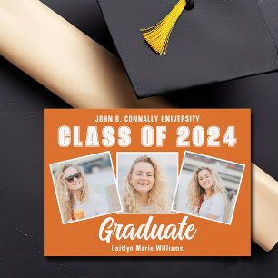 Orange White Foto Collage Class of 2025 Graduate Ankündigung