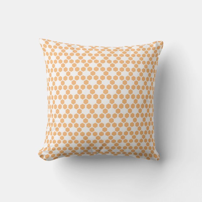 Orange White Geometric Hexagon Muster Kissen (Vorderseite)
