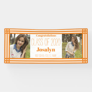Orange White Geometric Zwei-Foto-Abschluss Banner
