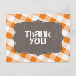 Orange & White Gingham Leinwand Vielen Dank Postka Postkarte