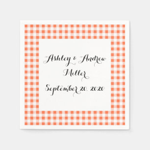 Orange White Gingham Pattern Serviette
