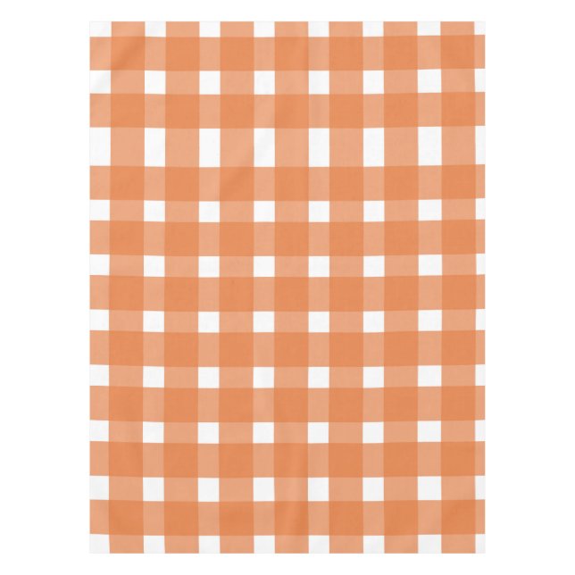 Orange White Gingham Pattern Tischdecke (Vorderseite)