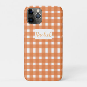 Orange White Gingham Personalisiert Case-Mate iPhone Hülle