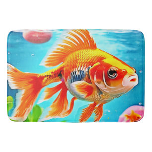 Orange White Goldfish Badematte