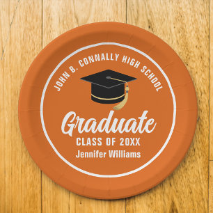 Orange White Graduate Custom 2025 Graduation Party Pappteller