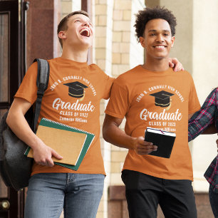 Orange White Graduate Custom Abschluss T-Shirt