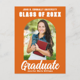 Orange White Graduate Foto Modernes, feines Abschl Postkarte