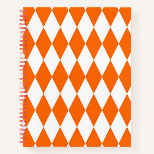 Orange White Harlequin Diamonds Schachbretts Desig Notizbuch