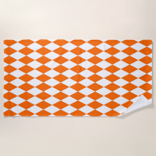 Orange White Harlequin Diamonds Schachbretts Desig Strandtuch