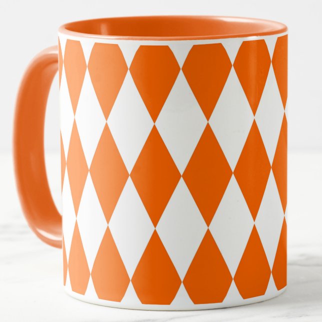 Orange White Harlequin Diamonds Schachbretts Desig Tasse (Von Creator hochgeladen)