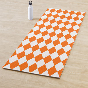 Orange White Harlequin Diamonds Schachbretts Desig Yogamatte