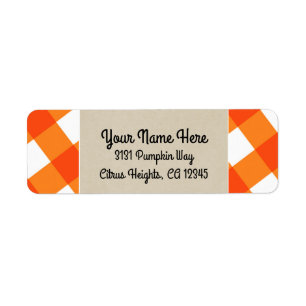 Orange White Kariert Kraft Rustic Monogram Initial
