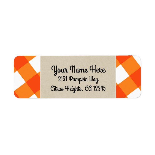 Orange White Kariert Kraft Rustic Monogram Initial (Vorne)