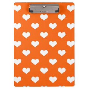 Orange White Liebe Herzdesign Klemmbrett