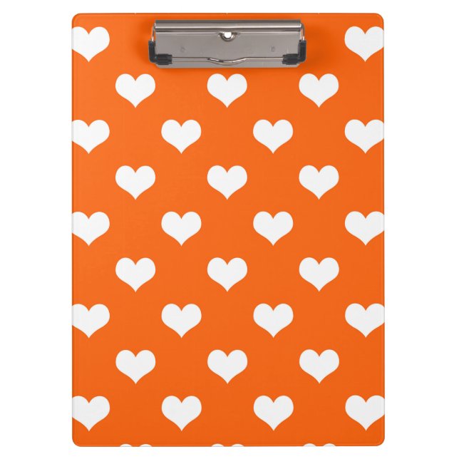 Orange White Liebe Herzdesign Klemmbrett (Vorderseite)