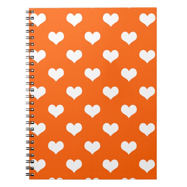 Orange White Liebe Herzdesign Notizblock (Vorderseite)