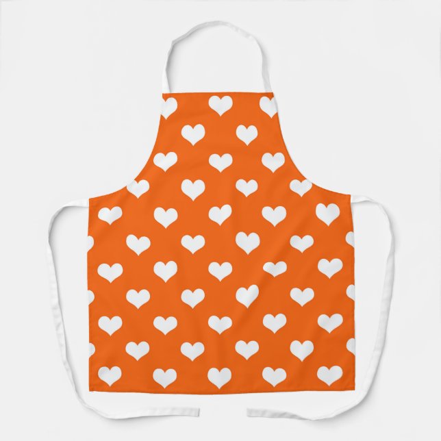 Orange White Liebe Herzdesign Schürze (Vorderseite)