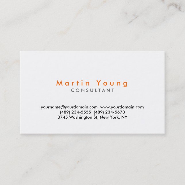 Orange White Modern Beruflich Business Card Visitenkarte (Vorderseite)