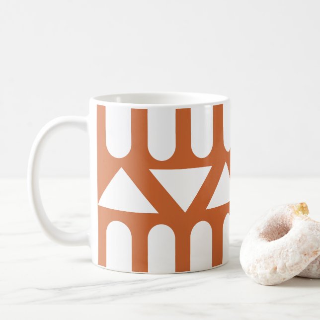 Orange White Modern Geometric Kaffeetasse (Mit Donut)