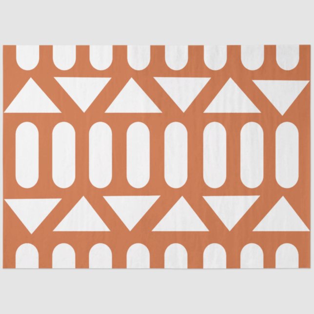 Orange White Modern Geometric Seidenpapier (Vorderseite)