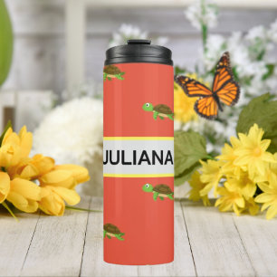 Orange White Modern Turtle Tumbler Thermosbecher