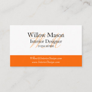 Orange & White Monogram Business Card Visitenkarte