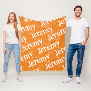 Orange & White Novelty Baseball Fleece Blanket