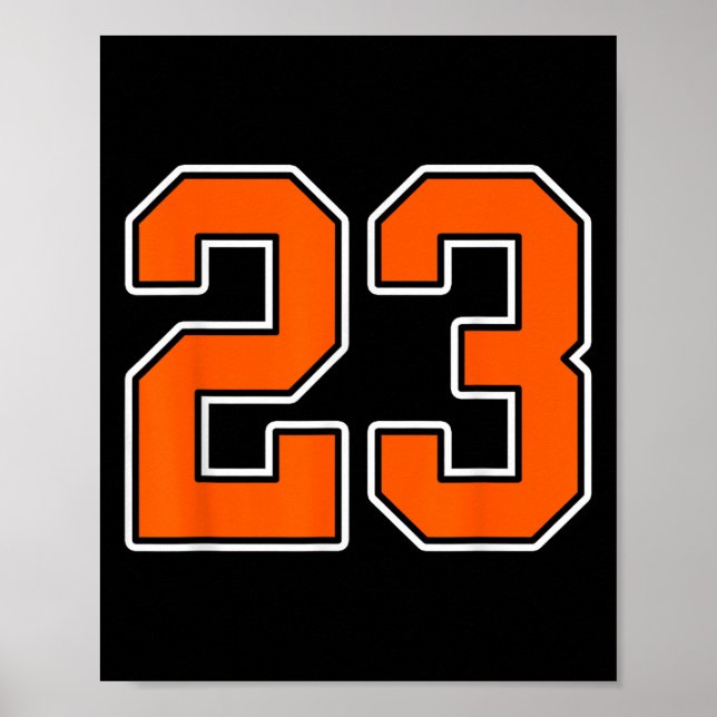 Orange White Number 23 Jersey Player Uniform #23 Poster (Vorne)