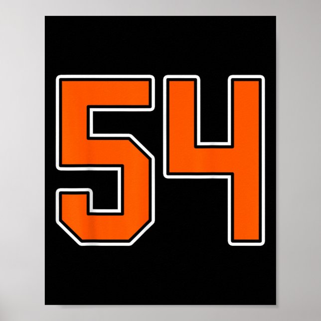 Orange White Number 54 Jersey Player Uniform #54 Poster (Vorne)