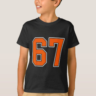 Orange White Number 67 Jersey Player Uniform #67 T-Shirt
