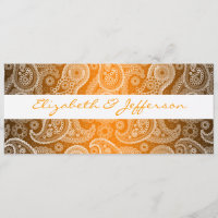 Orange & White Paisley Lace Hochzeit Einladung