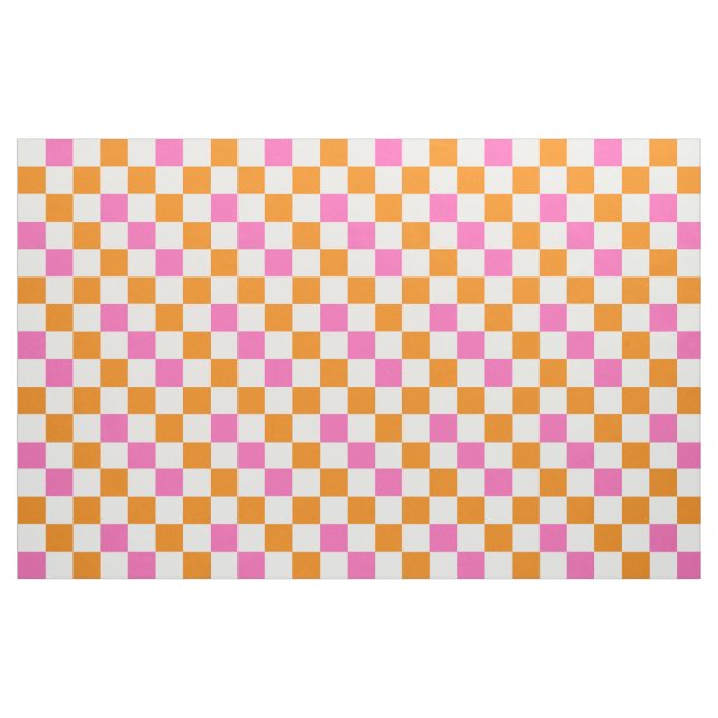 Orange White Pink Checkered Pattern Design  Stoff (Fat Quarter (45,7 x 55,9 cm))