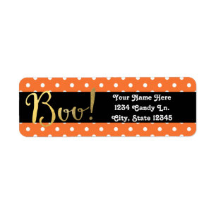 Orange & White Polka Dot Halloween Boo Einladung