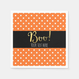 Orange & White Polka Dot Halloween-Party Serviette