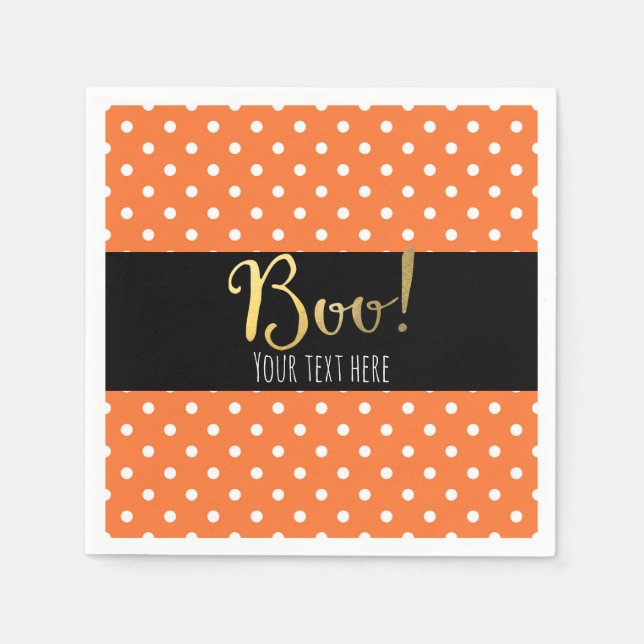 Orange & White Polka Dot Halloween-Party Serviette (Vorderseite)