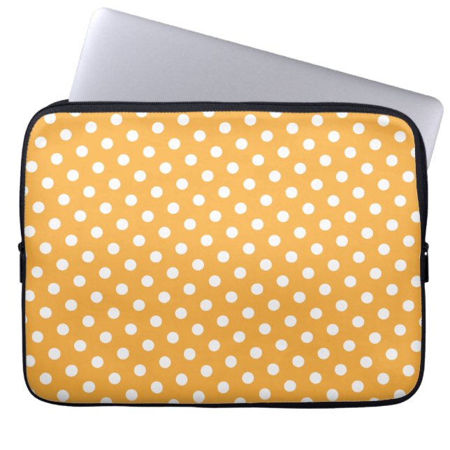 Orange & White Polka Dot Laptop Sleeve (Vorderseite)
