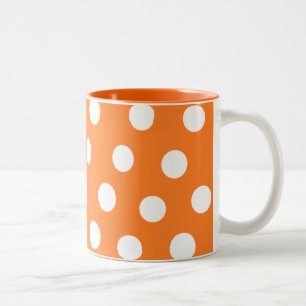 Orange & White Polka dot Tasse