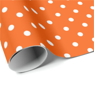 Orange   White Polka Dot Wrapping Paper Geschenkpapier
