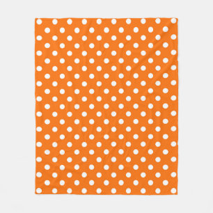 Orange White Polka Dots Design Fleecedecke