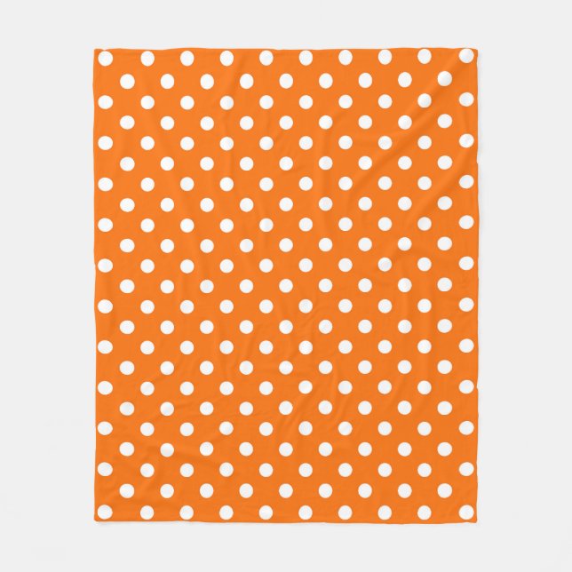 Orange White Polka Dots Design Fleecedecke (Vorderseite)