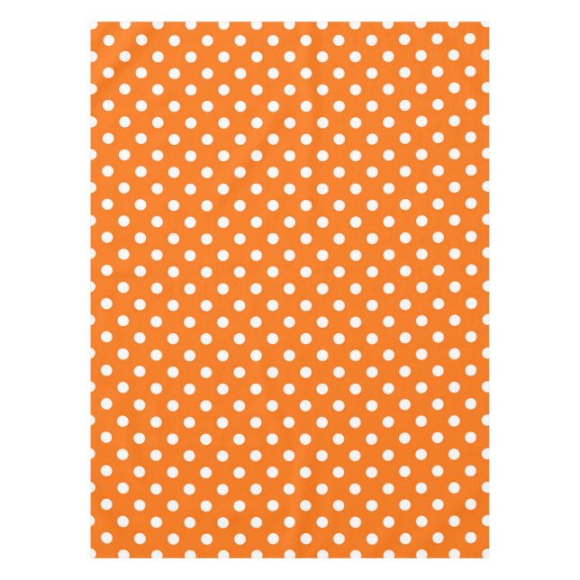 Orange White Polka Dots Design Tischdecke (Vorderseite)