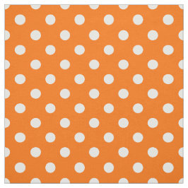 Orange White Polka Dots Textile Stoff