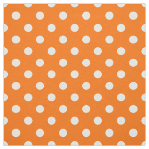 Orange White Polka Dots Textile Stoff