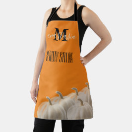 Orange White Pumpkin Beauty Salon Monogram Schürze