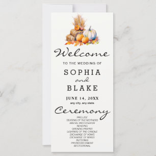 Orange & White Pumpkins Fall White Wedding Program