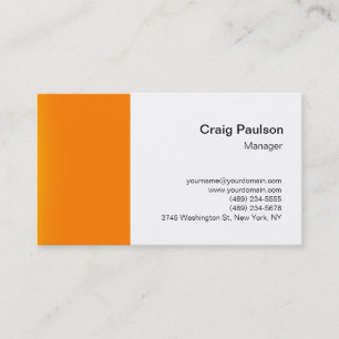 Orange White Schlicht Simple Business Card Visitenkarte
